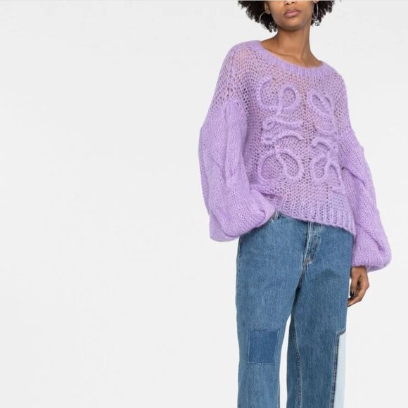 LOEWE Anagram Open-knit Mohair-blend Sweater - Picture 1 of 15